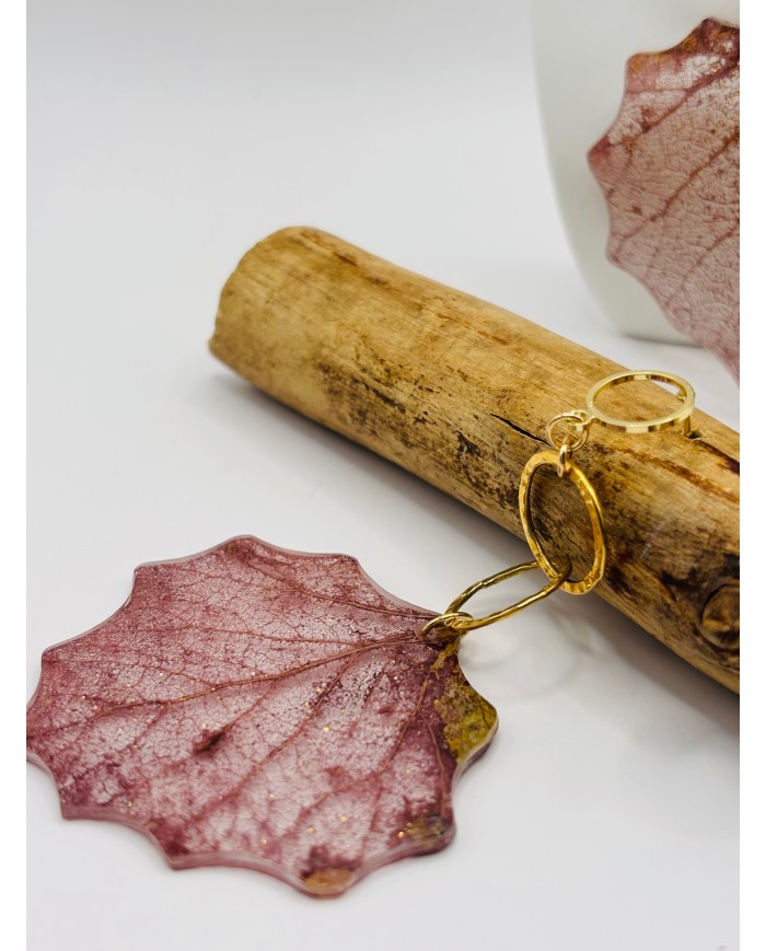 PENDIENTES ARTESANOS DE HOJA DE ÁLAMO BLANCO