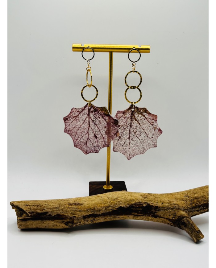 PENDIENTES ARTESANOS DE HOJA DE ÁLAMO BLANCO