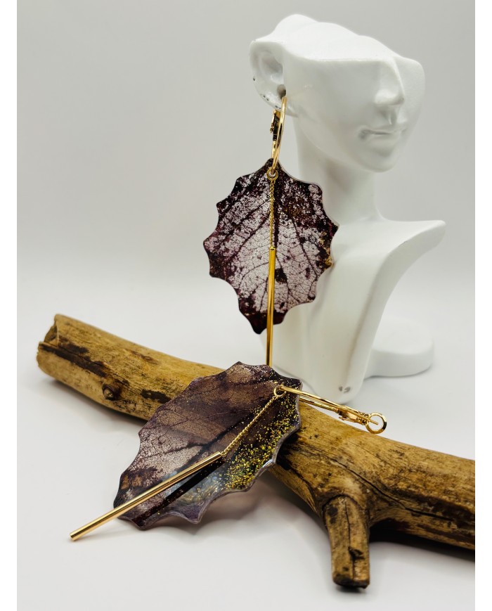 PENDIENTES ARTESANOS DE HOJA NATURAL