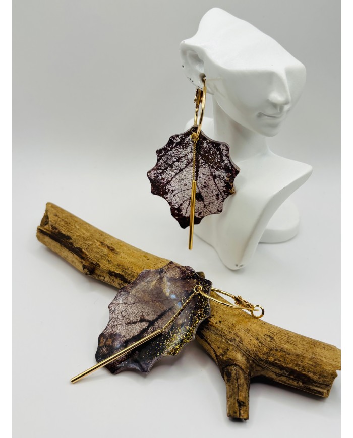 PENDIENTES ARTESANOS DE HOJA NATURAL