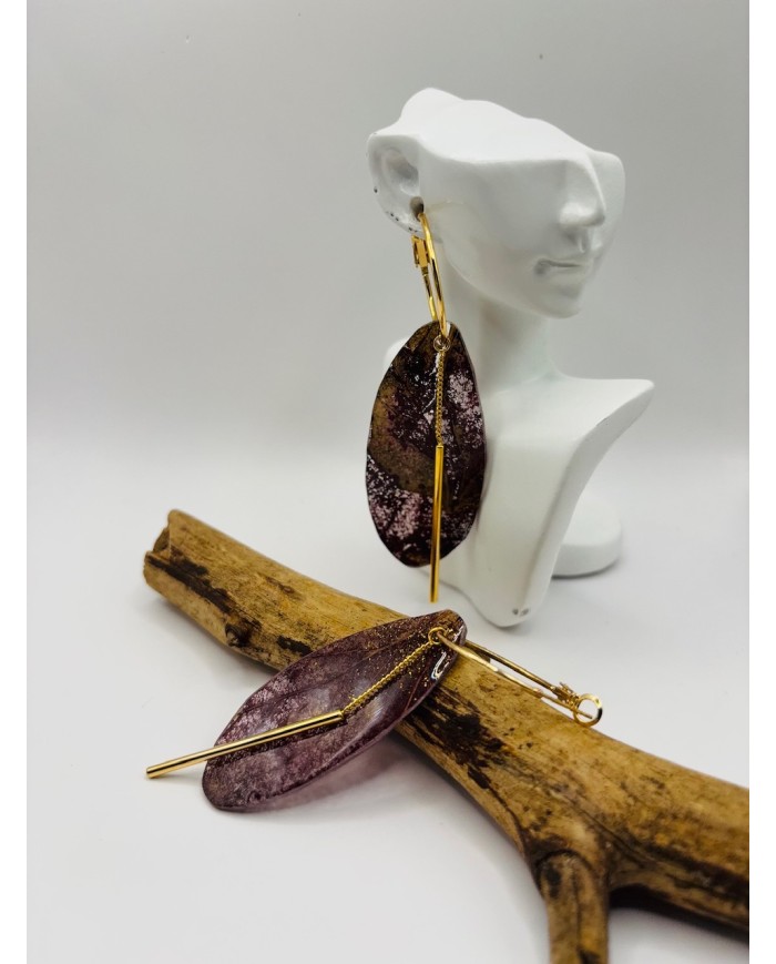 PENDIENTES ARTESANOS DE HOJA NATURAL