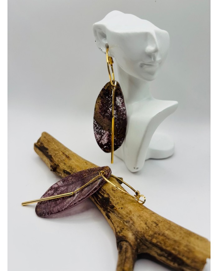 PENDIENTES ARTESANOS DE HOJA NATURAL