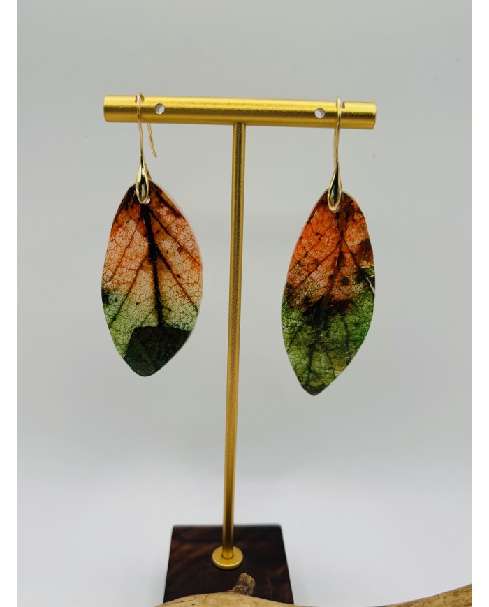 PENDIENTES ARTESANOS DE HOJA NATURAL ESQUELETIZADA