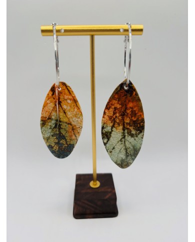 PENDIENTES ARTESANOS DE HOJA NATURAL ESQUELETIZADA