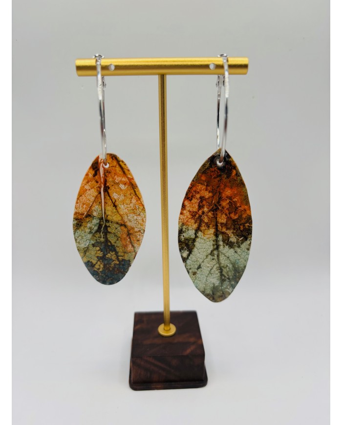 PENDIENTES ARTESANOS DE HOJA NATURAL ESQUELETIZADA