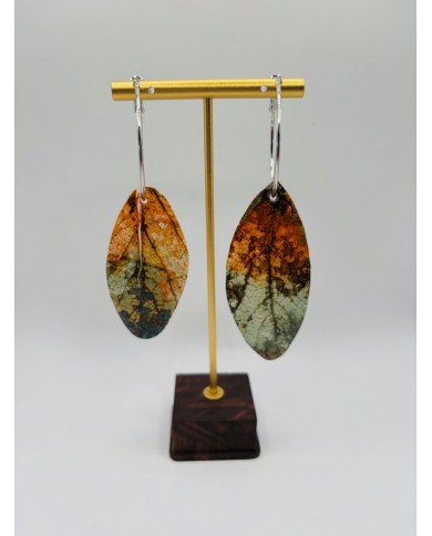 PENDIENTES ARTESANOS DE HOJA NATURAL ESQUELETIZADA