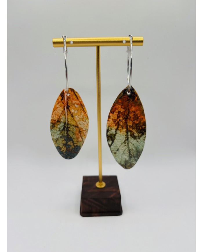 PENDIENTES ARTESANOS DE HOJA NATURAL ESQUELETIZADA