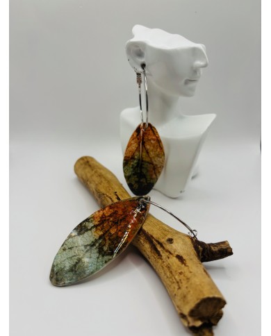 PENDIENTES ARTESANOS DE HOJA NATURAL ESQUELETIZADA