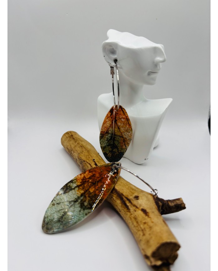 PENDIENTES ARTESANOS DE HOJA NATURAL ESQUELETIZADA