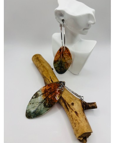 PENDIENTES ARTESANOS DE HOJA NATURAL ESQUELETIZADA