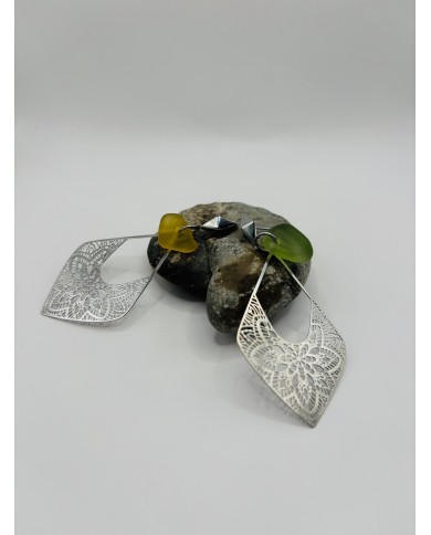 PENDIENTES ARTESANOS DE CRISTAL MARINO