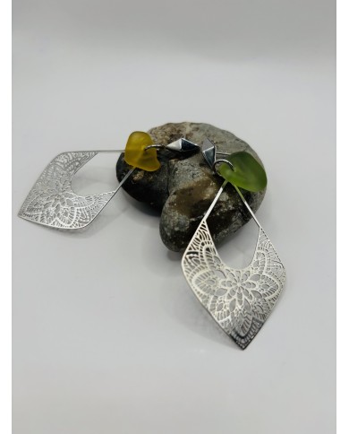 PENDIENTES ARTESANOS DE CRISTAL MARINO