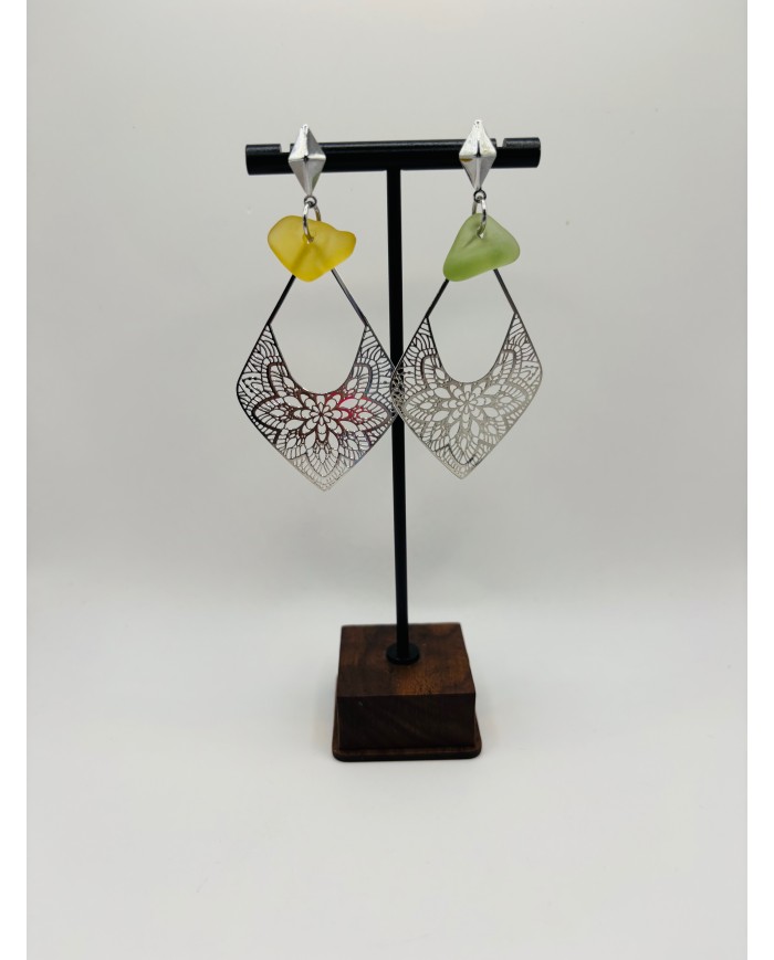 PENDIENTES ARTESANOS DE CRISTAL MARINO