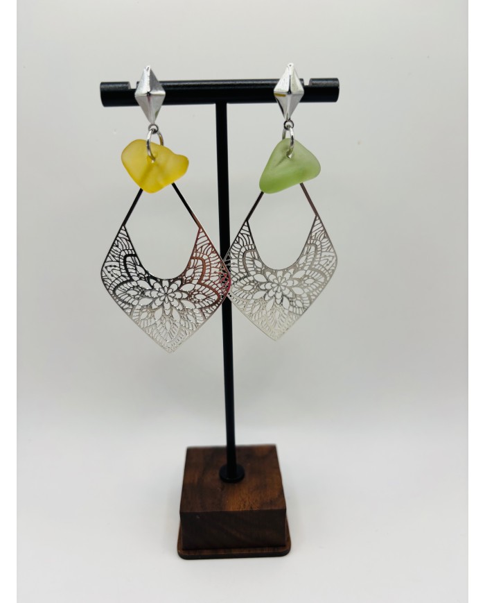 PENDIENTES ARTESANOS DE CRISTAL MARINO