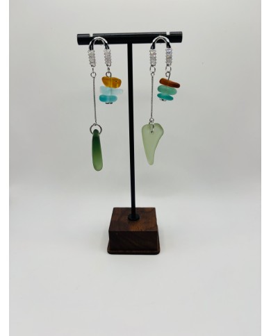 PENDIENTES ARTESANOS DE CRISTAL MARINO