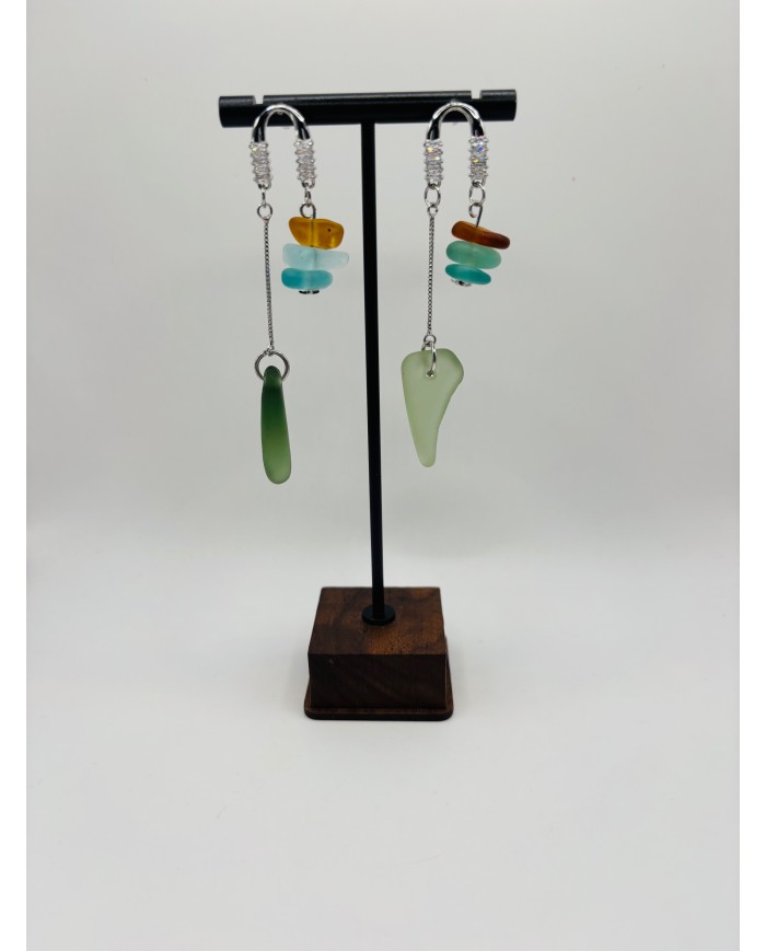 PENDIENTES ARTESANOS DE CRISTAL MARINO