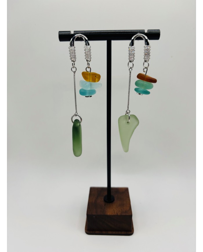 PENDIENTES ARTESANOS DE CRISTAL MARINO