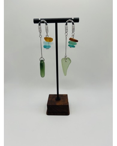 PENDIENTES ARTESANOS DE CRISTAL MARINO