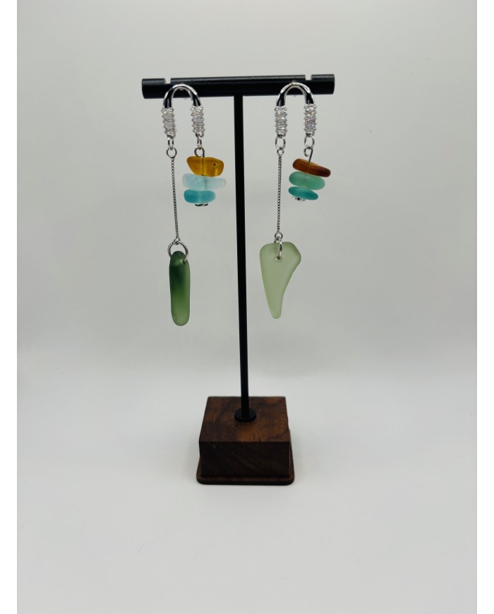 PENDIENTES ARTESANOS DE CRISTAL MARINO