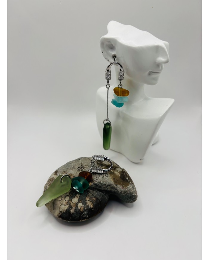 PENDIENTES ARTESANOS DE CRISTAL MARINO