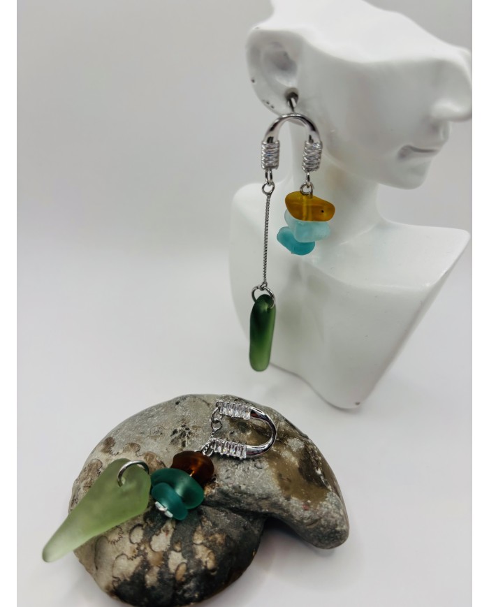 PENDIENTES ARTESANOS DE CRISTAL MARINO