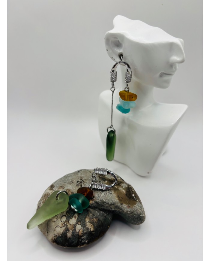 PENDIENTES ARTESANOS DE CRISTAL MARINO