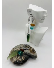 PENDIENTES ARTESANOS DE CRISTAL MARINO