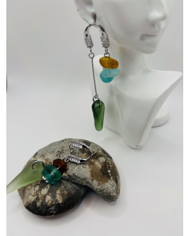 PENDIENTES ARTESANOS DE CRISTAL MARINO