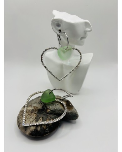 PENDIENTES ARTESANOS DE CRISTAL MARINO