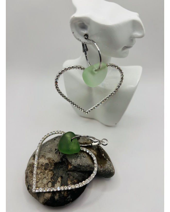 PENDIENTES ARTESANOS DE CRISTAL MARINO