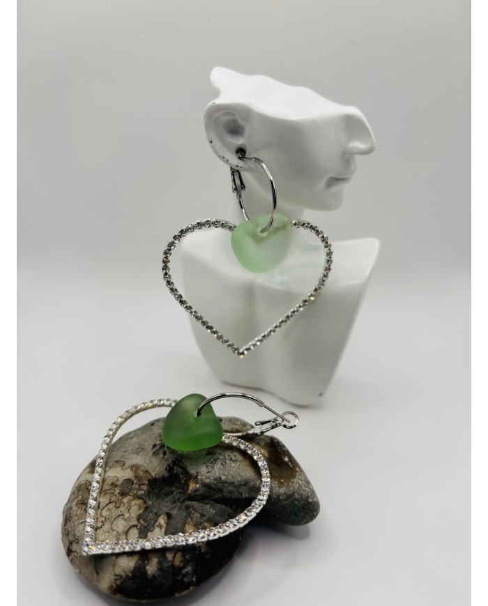 PENDIENTES ARTESANOS DE CRISTAL MARINO