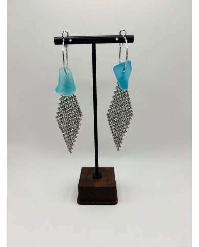 PENDIENTES ARTESANOS DE CRISTAL MARINO