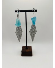 PENDIENTES ARTESANOS DE CRISTAL MARINO