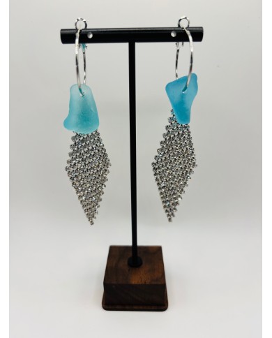 PENDIENTES ARTESANOS DE CRISTAL MARINO