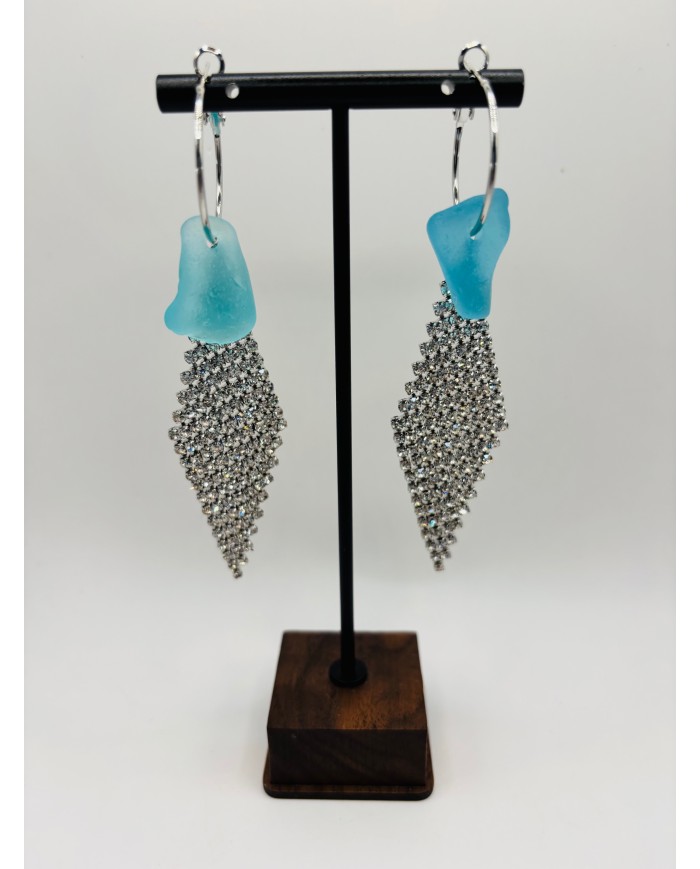 PENDIENTES ARTESANOS DE CRISTAL MARINO