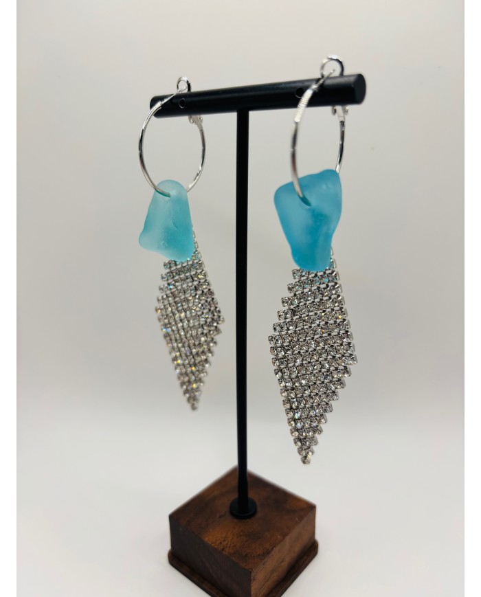 PENDIENTES ARTESANOS DE CRISTAL MARINO