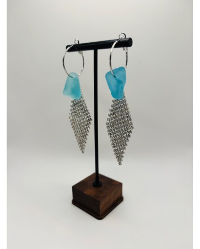 PENDIENTES ARTESANOS DE CRISTAL MARINO