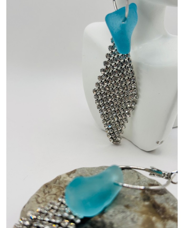 PENDIENTES ARTESANOS DE CRISTAL MARINO