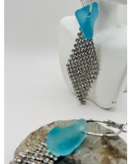 PENDIENTES ARTESANOS DE CRISTAL MARINO