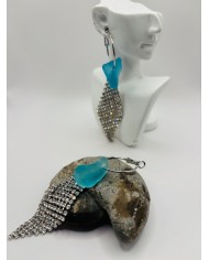 PENDIENTES ARTESANOS DE CRISTAL MARINO