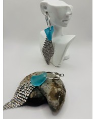 PENDIENTES ARTESANOS DE CRISTAL MARINO