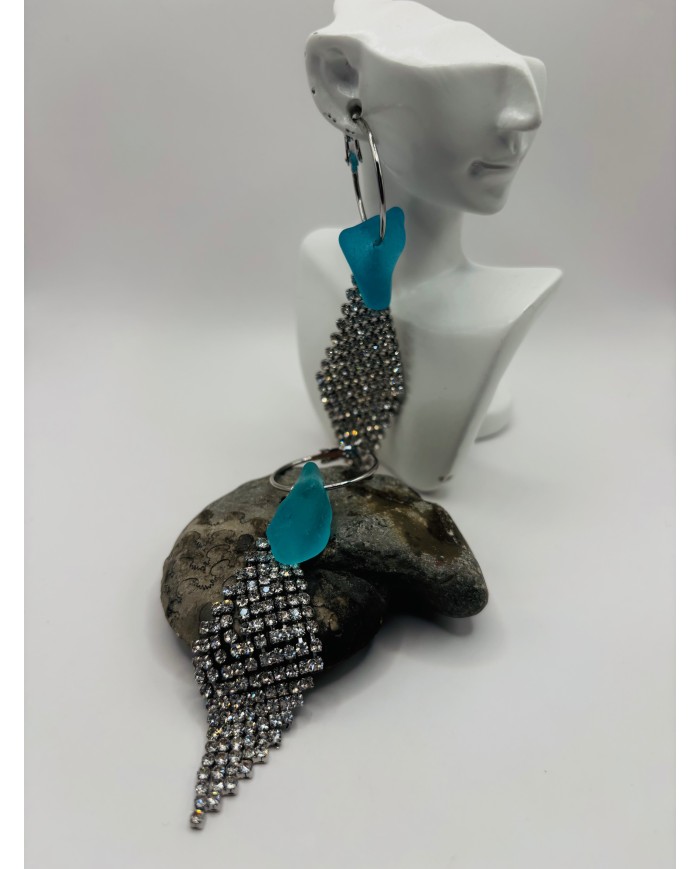 PENDIENTES ARTESANOS DE CRISTAL MARINO