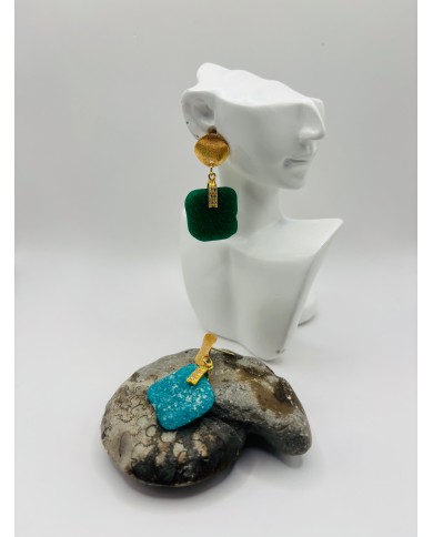PENDIENTES ARTESANOS DE CRISTAL MARINO