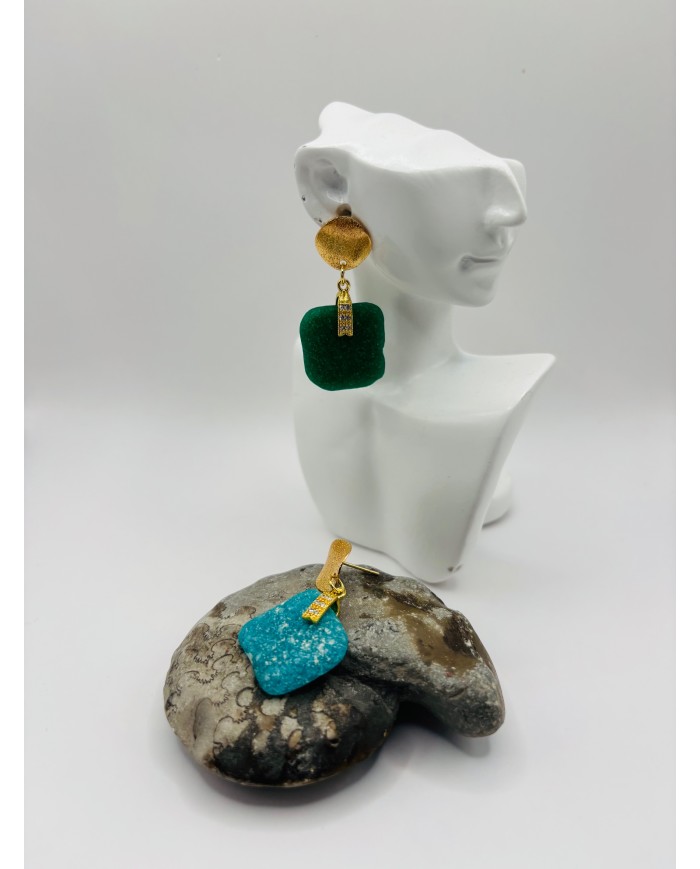 PENDIENTES ARTESANOS DE CRISTAL MARINO