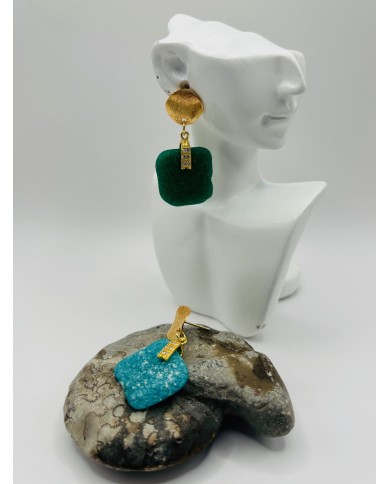 PENDIENTES ARTESANOS DE CRISTAL MARINO