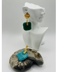 PENDIENTES ARTESANOS DE CRISTAL MARINO