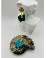 PENDIENTES ARTESANOS DE CRISTAL MARINO