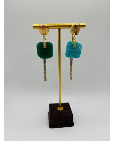 PENDIENTES ARTESANOS DE CRISTAL MARINO