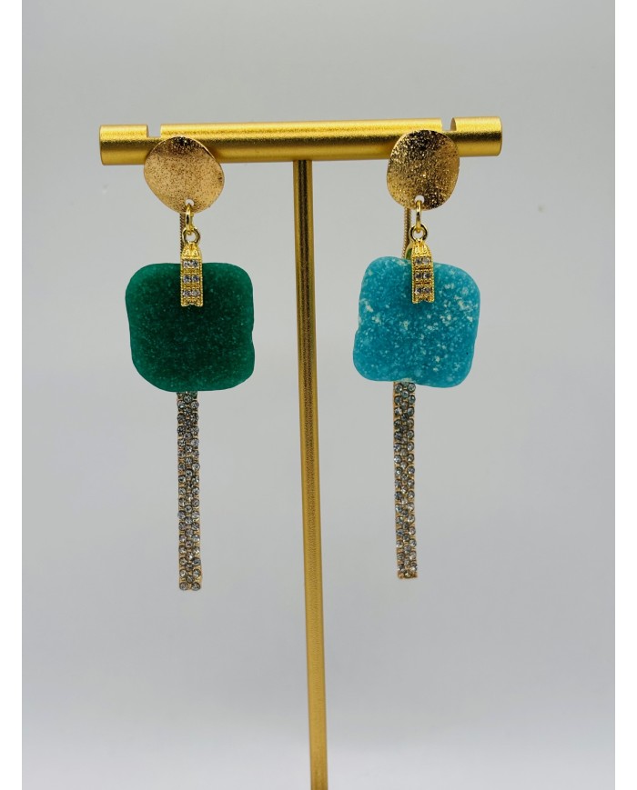 PENDIENTES ARTESANOS DE CRISTAL MARINO