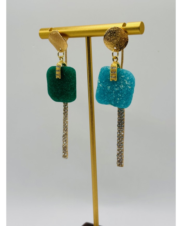 PENDIENTES ARTESANOS DE CRISTAL MARINO